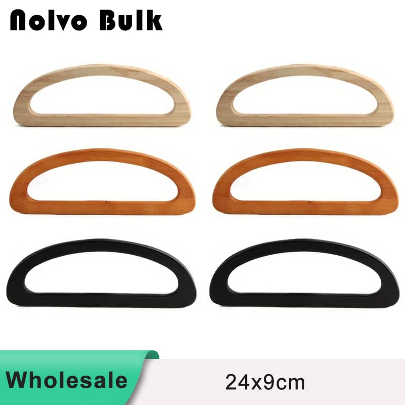 Durable D-shaped Wooden Handles DIY Bag Parts Accessories TD24*9