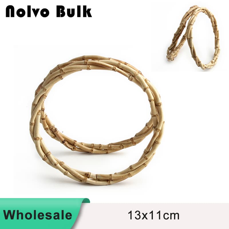 O Shape Natural Bamboo Handle For DIY Bags Accessories-TS13*11cm