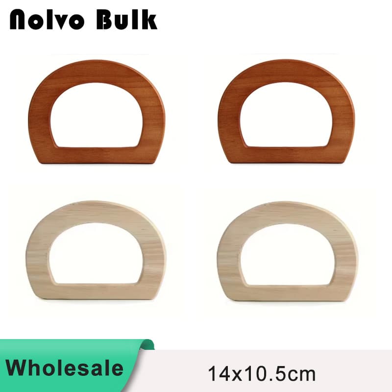 Round Solid Wood Handle For Beach Bag Tool Accessories-TD14*10.5cm