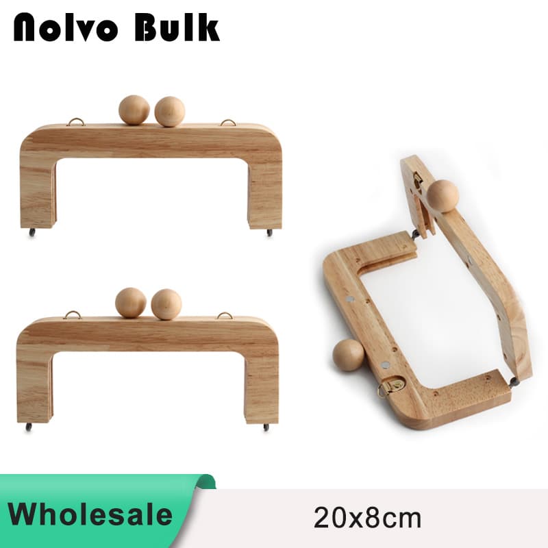  Wooden Clutch Frame With Screw Closure Kiss Buckle Bags Handle-TD20*8cm